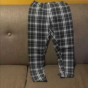 Girls Black and White Checkered Joggers